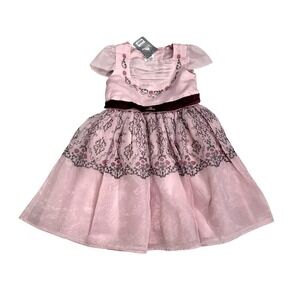 Disney Girls Adaptive Floral Princess Dress Velvet Waistband Size S 5-6 NWT